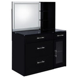Flora 2-Drawer Vanity Set with LED Mirror - Black High Gloss