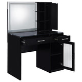 Flora 2-Drawer Vanity Set with LED Mirror - Black High Gloss