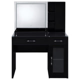 Flora 2-Drawer Vanity Set with LED Mirror - Black High Gloss