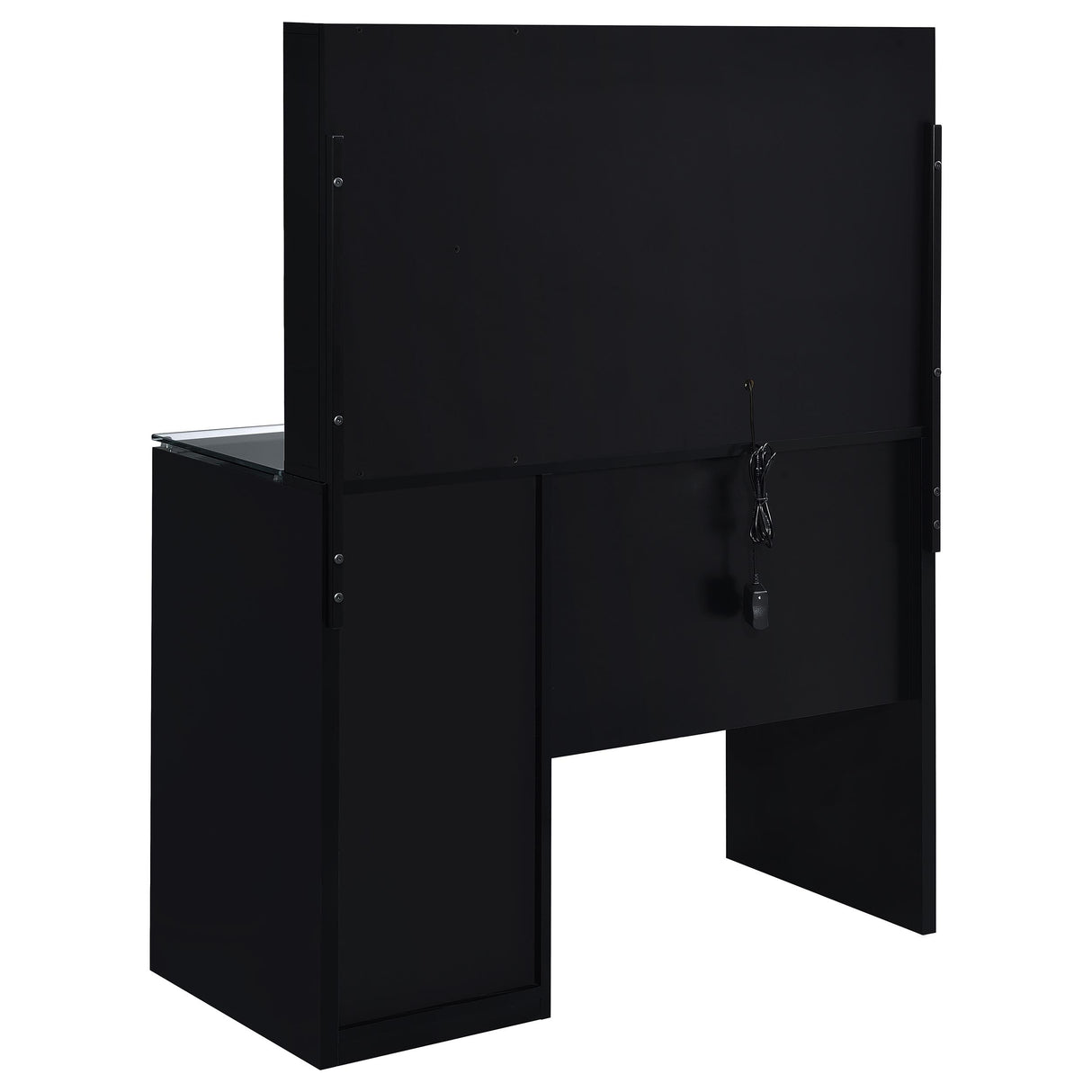 Flora 2-Drawer Vanity Set with LED Mirror - Black High Gloss
