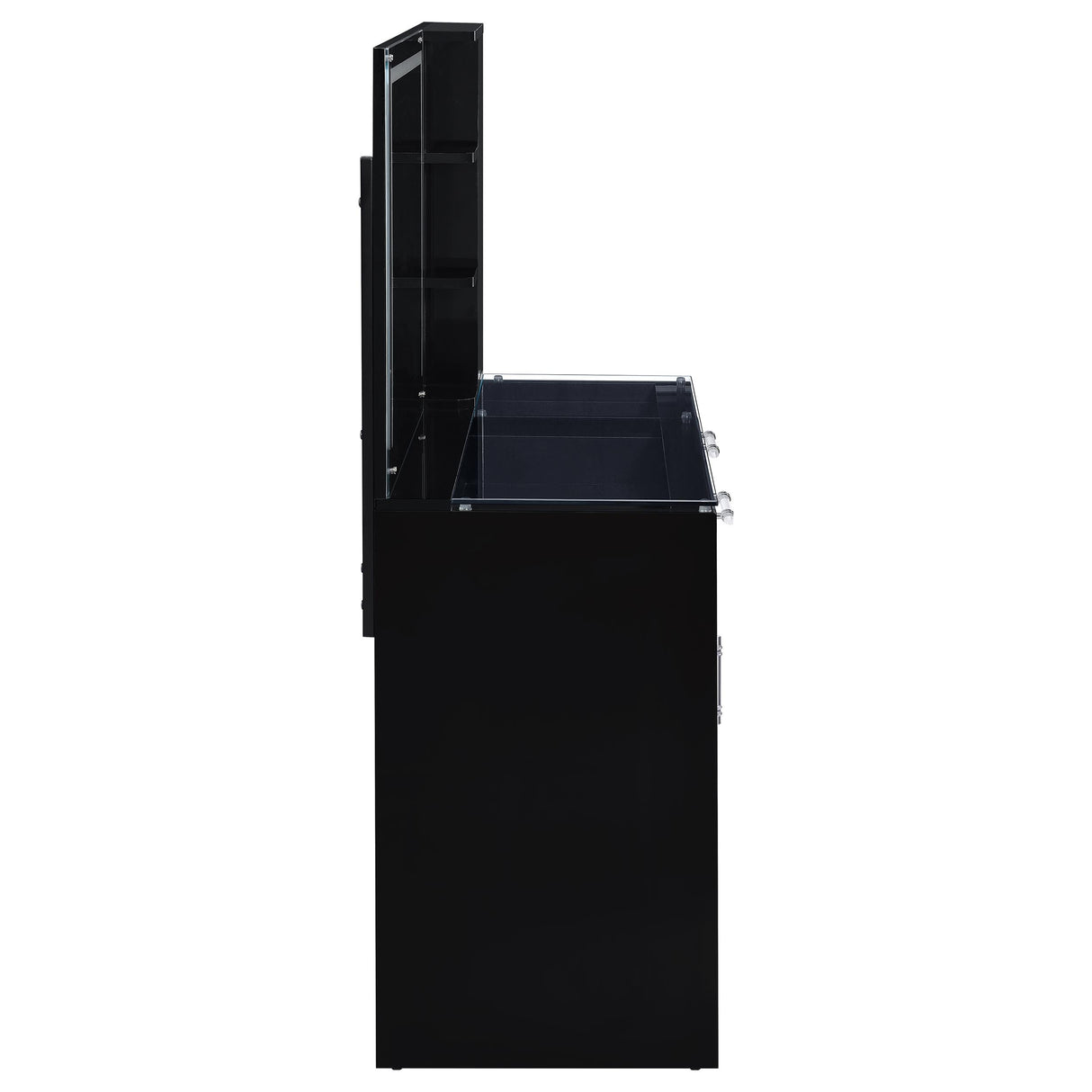 Flora 2-Drawer Vanity Set with LED Mirror - Black High Gloss