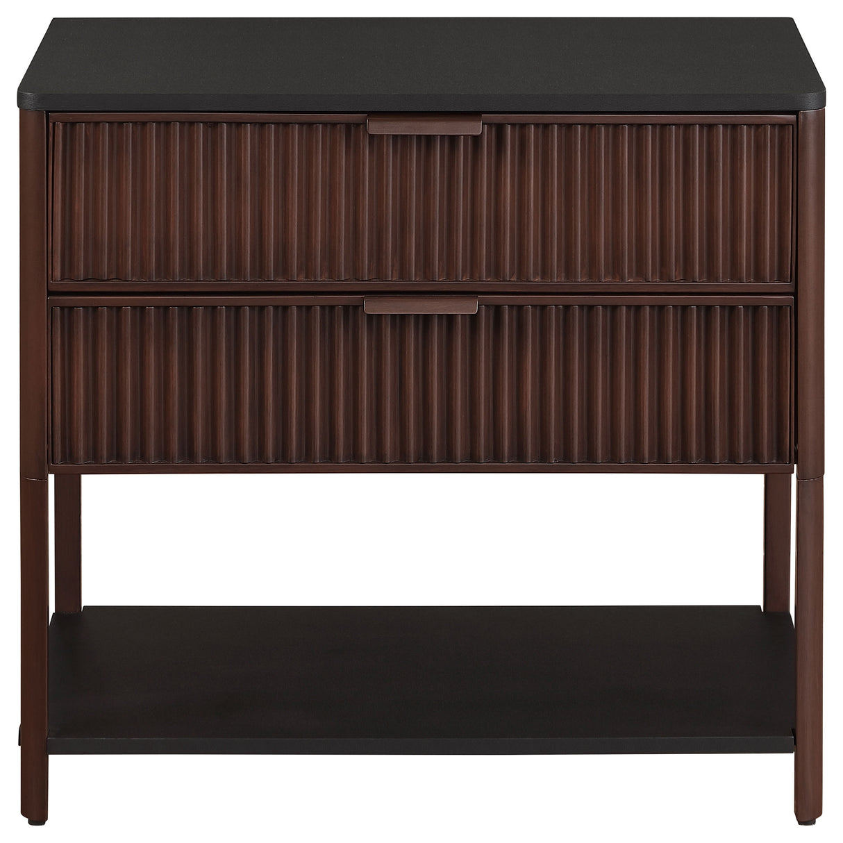 Zimmerlee 2-Drawer Side Table with Shelf, Rust Brown