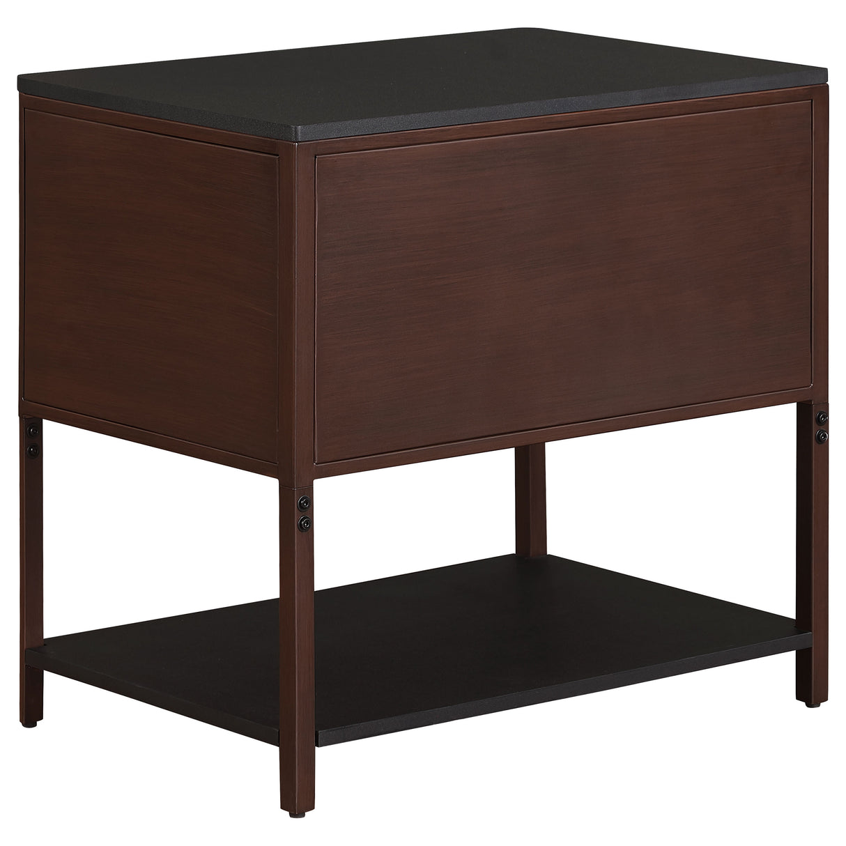 Zimmerlee 2-Drawer Side Table with Shelf, Rust Brown