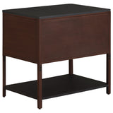Zimmerlee 2-Drawer Side Table with Shelf, Rust Brown