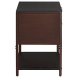 Zimmerlee 2-Drawer Side Table with Shelf, Rust Brown