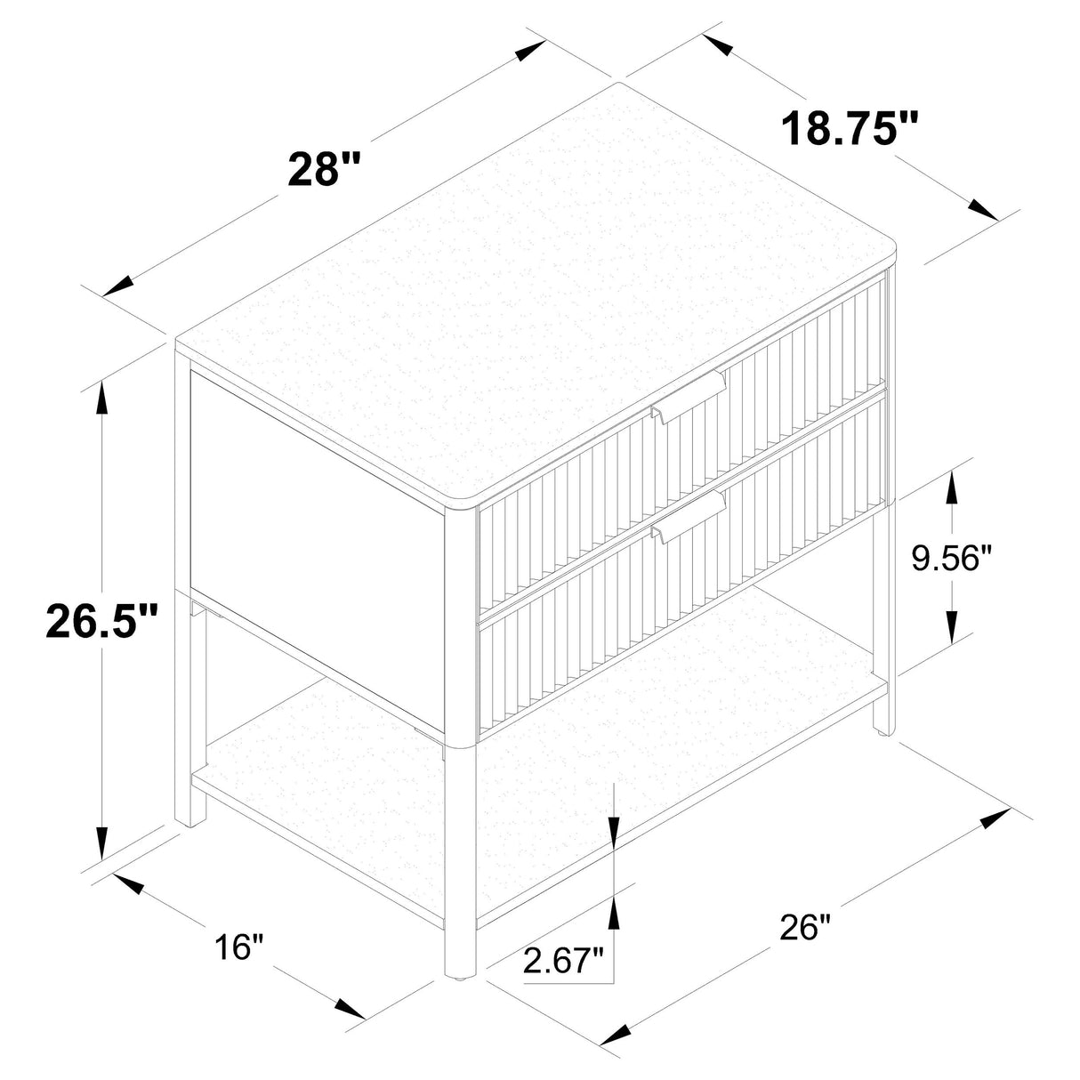 Zimmerlee 2-Drawer Side Table with Shelf, Rust Brown