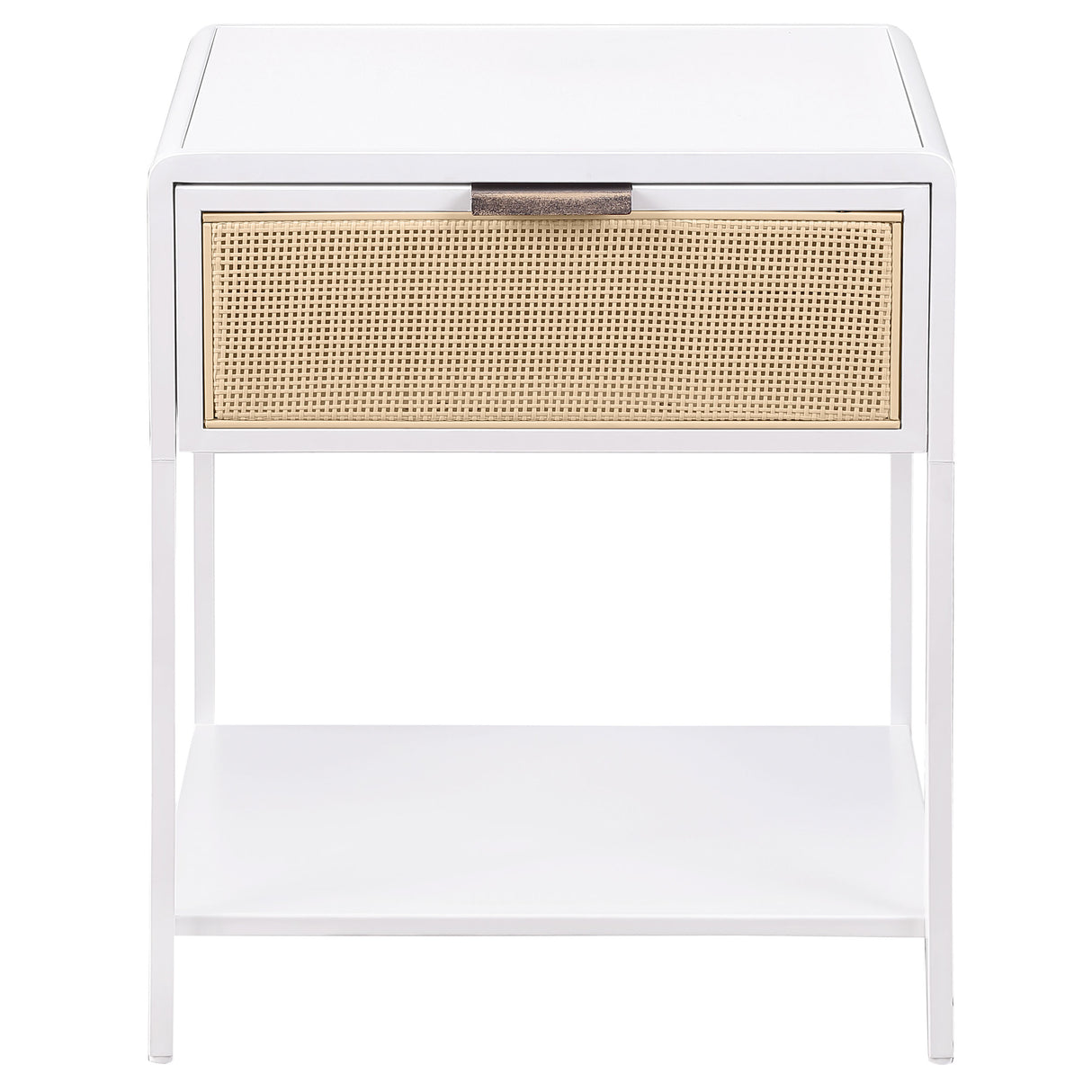 Amherst White Metal Cane 1-Drawer Bedside Table