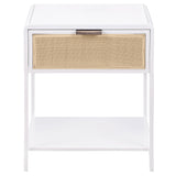 Amherst White Metal Cane 1-Drawer Bedside Table