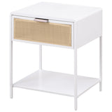 Amherst White Metal Cane 1-Drawer Bedside Table