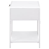 Amherst White Metal Cane 1-Drawer Bedside Table
