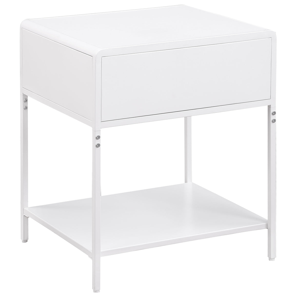 Amherst White Metal Cane 1-Drawer Bedside Table