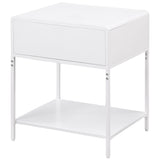 Amherst White Metal Cane 1-Drawer Bedside Table