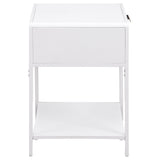 Amherst White Metal Cane 1-Drawer Bedside Table