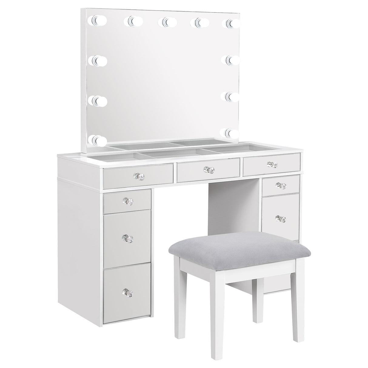 Regina Makeup Vanity Table Set with LED Mirror, White