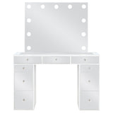 Regina Makeup Vanity Table Set with LED Mirror, White