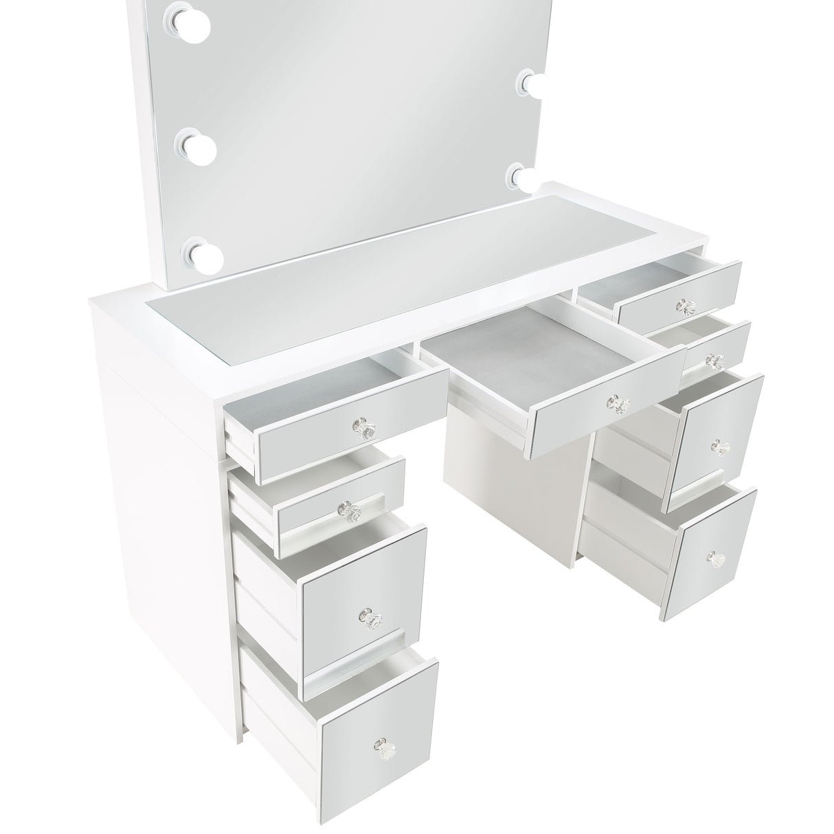 Regina Makeup Vanity Table Set with LED Mirror, White