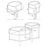 Delia 2-Piece Round Glass Top Nesting Coffee Table, Gold