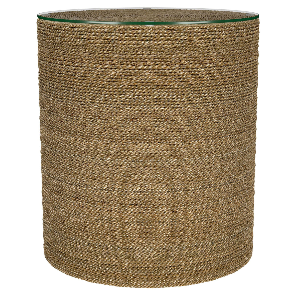 Halden Round Woven Seagrass Accent Side Table, Light Brown