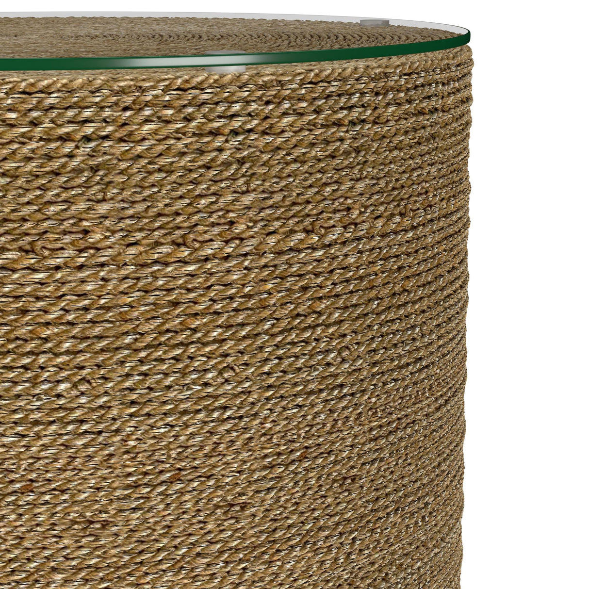 Halden Round Woven Seagrass Accent Side Table, Light Brown