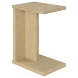 Clower C-Shaped Sofa Side Table, Light Oak Engineered Wood