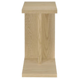Clower C-Shaped Sofa Side Table, Light Oak Engineered Wood