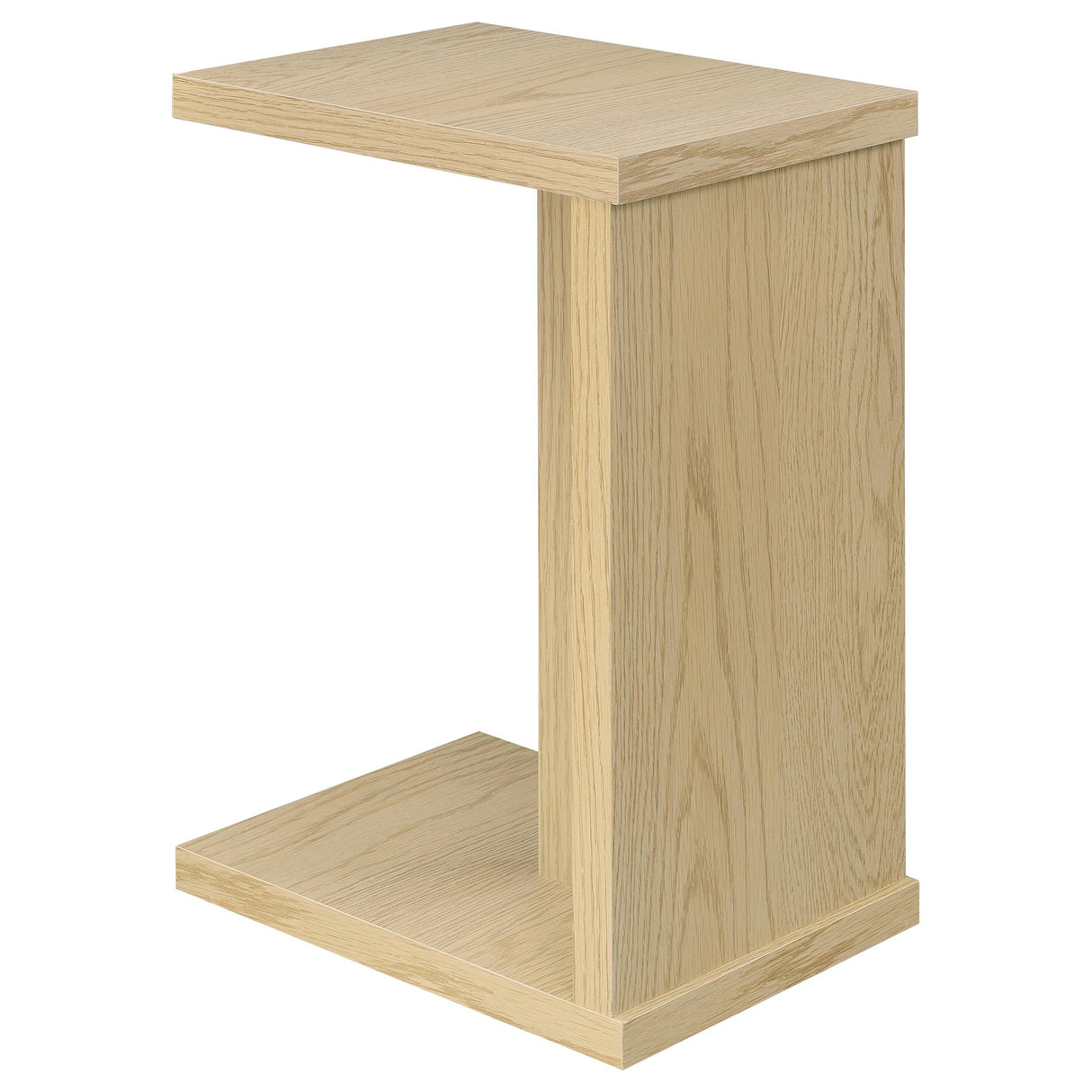 Clower C-Shaped Sofa Side Table, Light Oak Engineered Wood