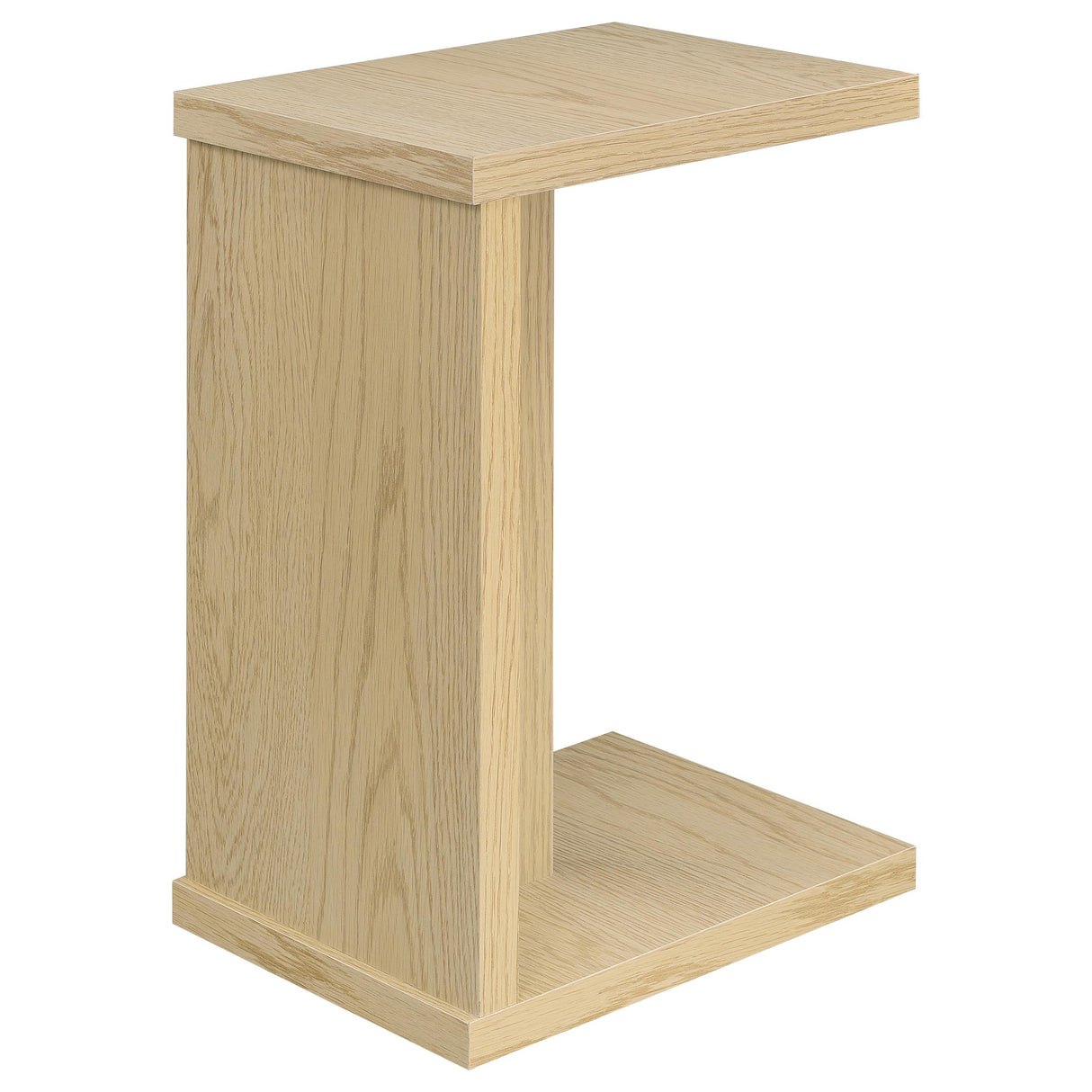 Clower C-Shaped Sofa Side Table, Light Oak Engineered Wood