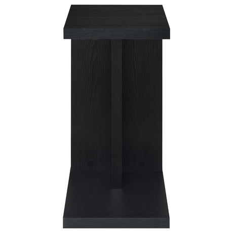 Clower Black C-Shaped Sofa Side Table in Engineered Wood
