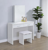 Bunbury White Makeup Vanity Table Set with Mirror and Stool