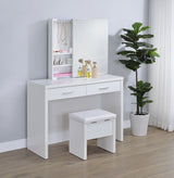 Bunbury White Makeup Vanity Table Set with Mirror and Stool