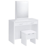 Bunbury White Makeup Vanity Table Set with Mirror and Stool