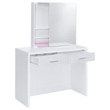 Bunbury White Makeup Vanity Table Set with Mirror and Stool
