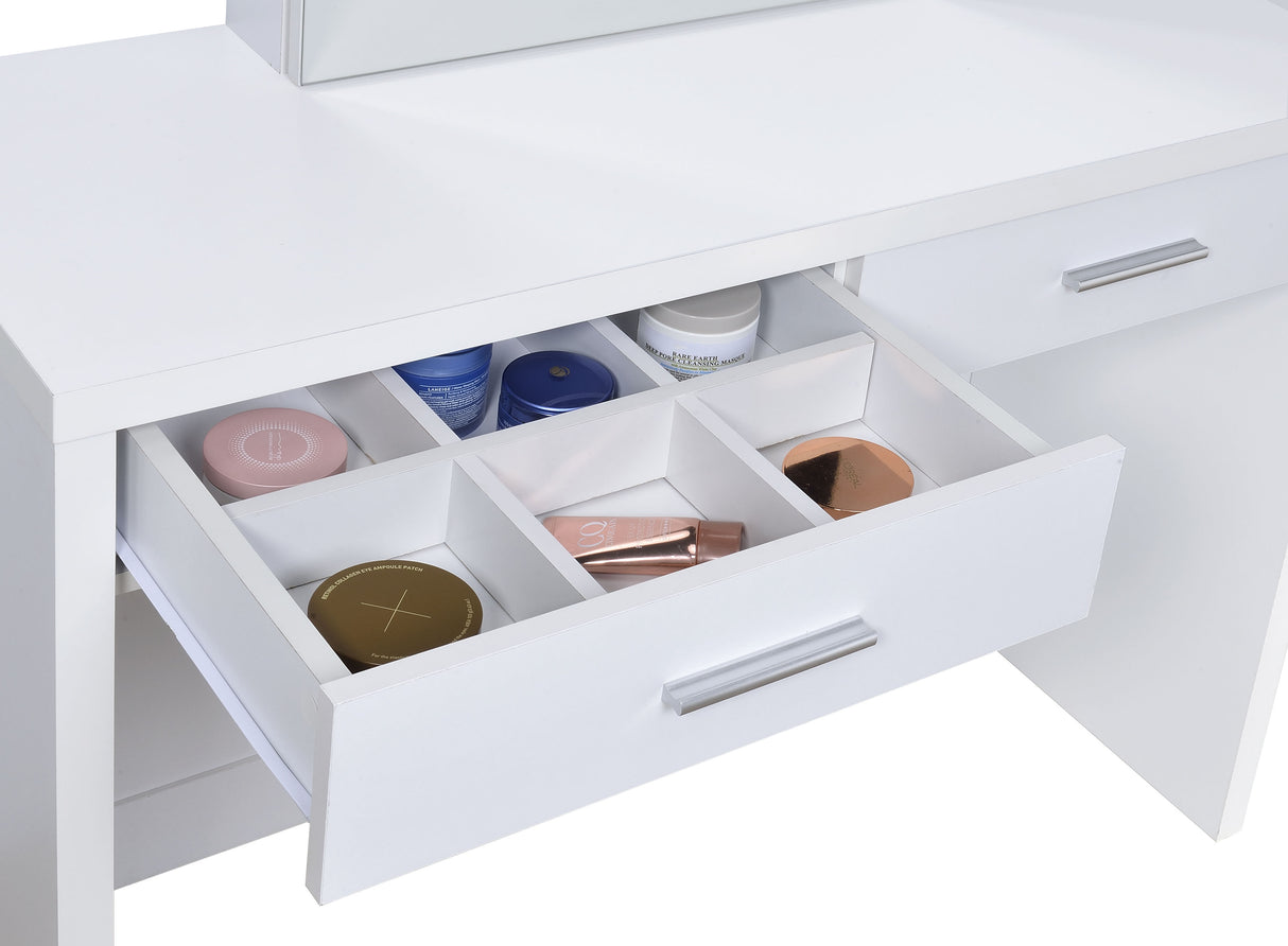 Bunbury White Makeup Vanity Table Set with Mirror and Stool