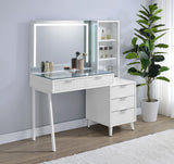 Souza 5-Drawer Makeup Vanity Table with LED Mirror, White High Gloss