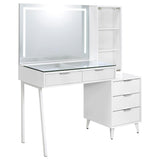Souza 5-Drawer Makeup Vanity Table with LED Mirror, White High Gloss