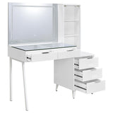 Souza 5-Drawer Makeup Vanity Table with LED Mirror, White High Gloss