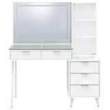 Souza 5-Drawer Makeup Vanity Table with LED Mirror, White High Gloss