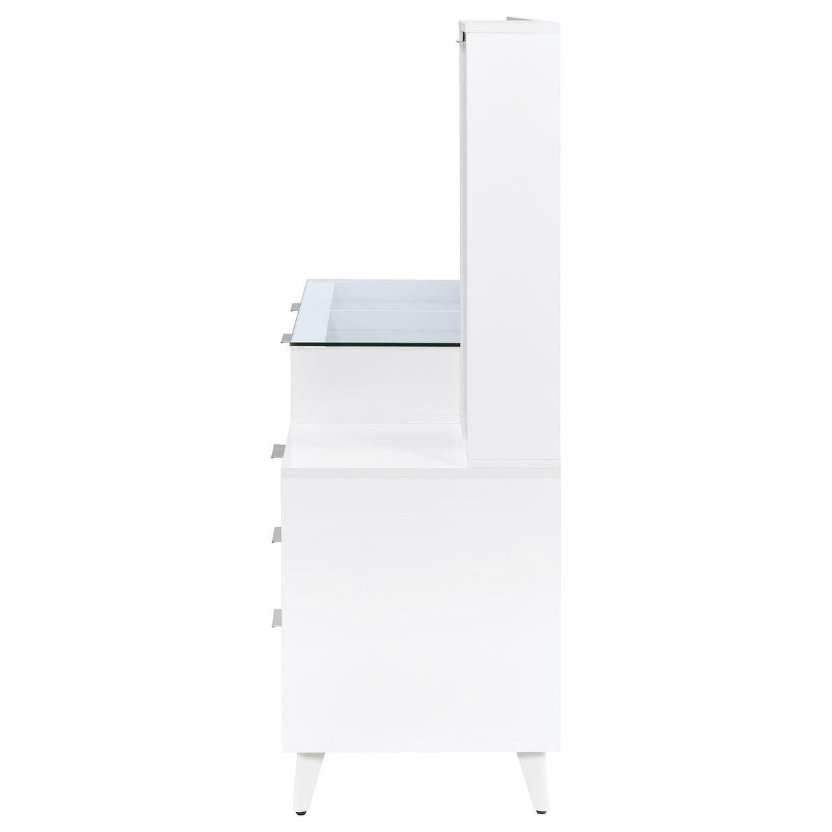 Souza 5-Drawer Makeup Vanity Table with LED Mirror, White High Gloss