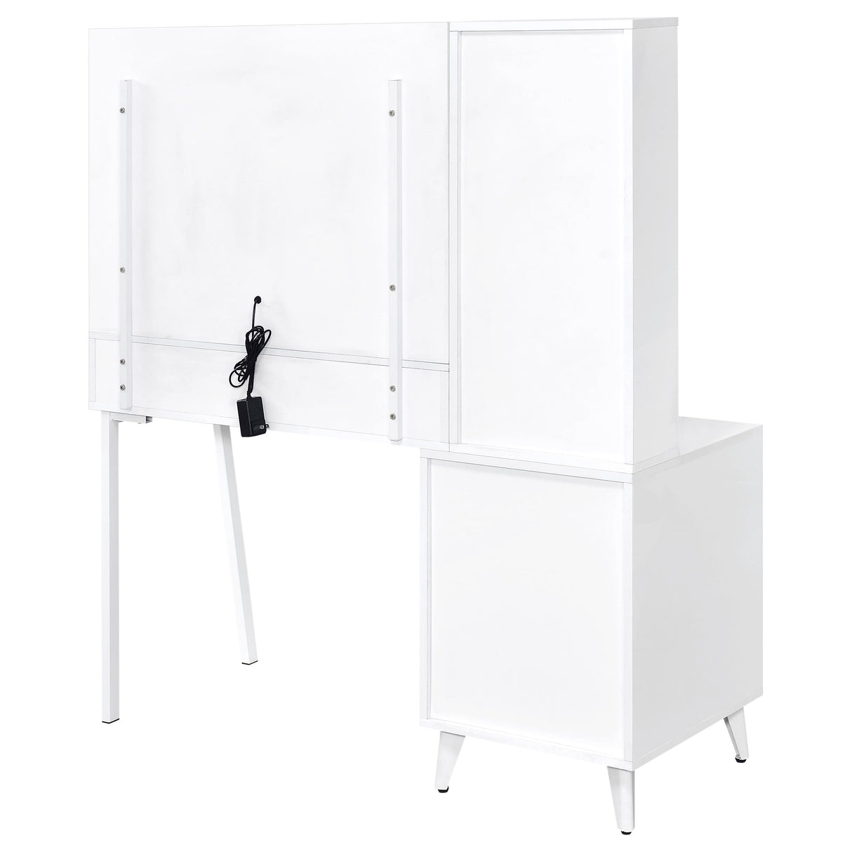 Souza 5-Drawer Makeup Vanity Table with LED Mirror, White High Gloss