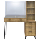 Souza 5-Drawer Makeup Vanity Table with LED Mirror, Mango