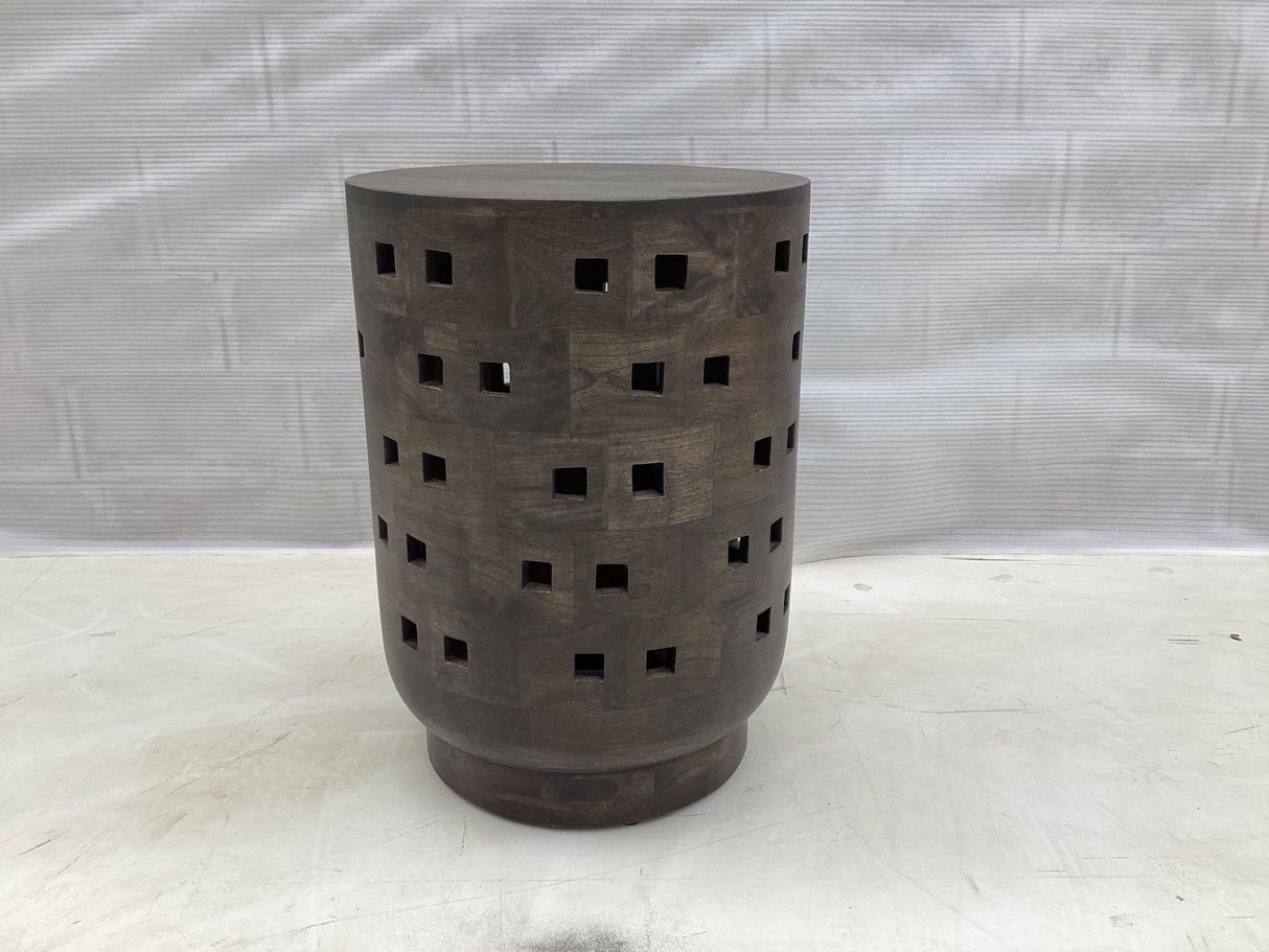 Orengo Round Solid Mango Wood Accent Side Table, Brown