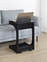 Ralston C-Shaped Lift-Top Side Table with Casters, Black