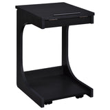 Ralston C-Shaped Lift-Top Side Table with Casters, Black