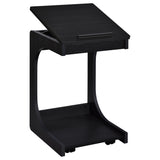 Ralston C-Shaped Lift-Top Side Table with Casters, Black