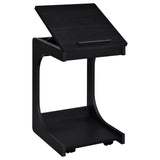 Ralston C-Shaped Lift-Top Side Table with Casters, Black