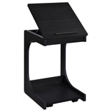 Ralston C-Shaped Lift-Top Side Table with Casters, Black