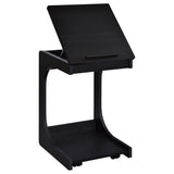 Ralston C-Shaped Lift-Top Side Table with Casters, Black