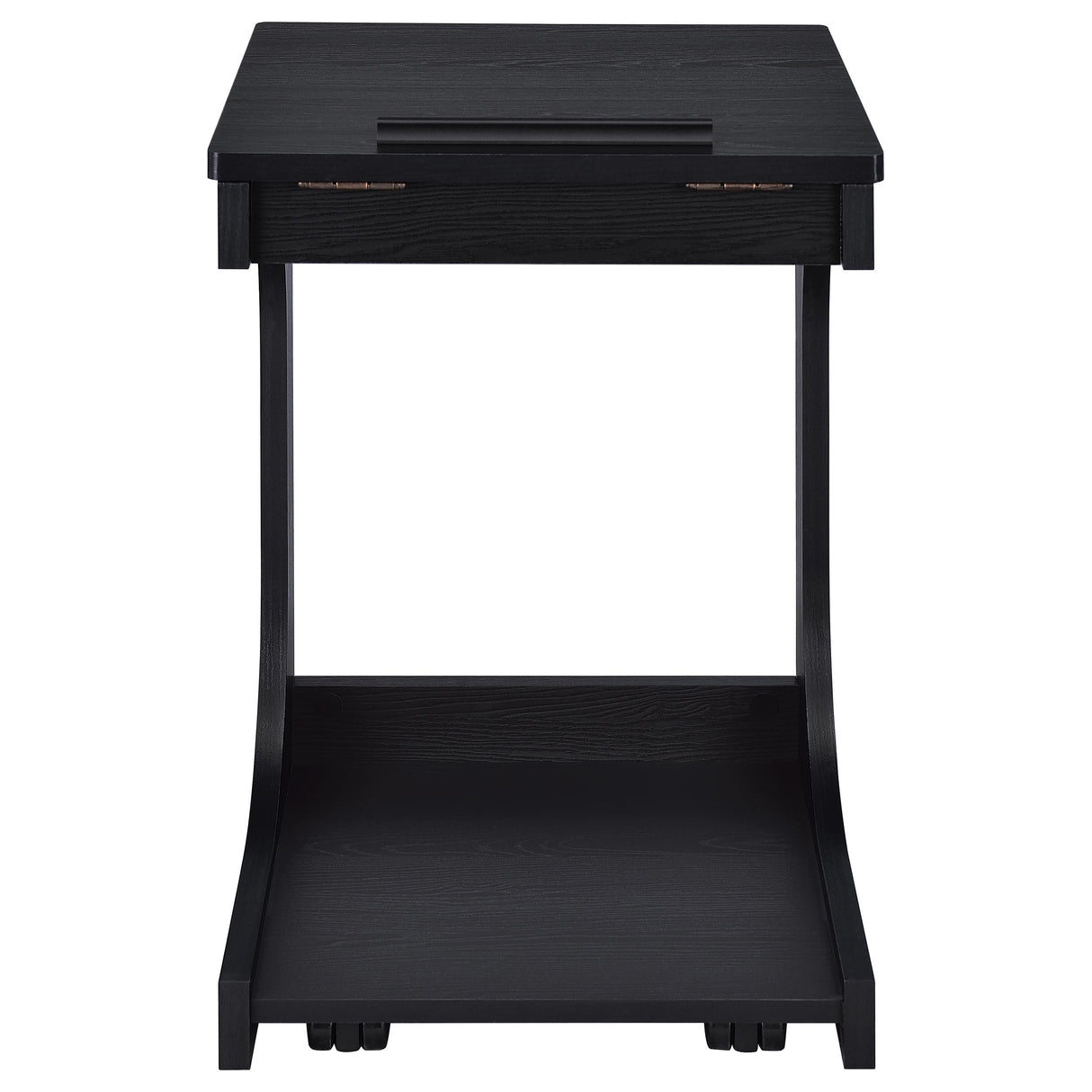 Ralston C-Shaped Lift-Top Side Table with Casters, Black