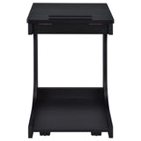 Ralston C-Shaped Lift-Top Side Table with Casters, Black