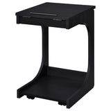 Ralston C-Shaped Lift-Top Side Table with Casters, Black